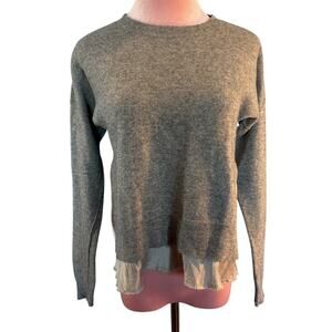 Rebecca Taylor Sweater Blouse Layered Look Gray Lambswool Cashmere Silk XS